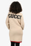 Gucci x NY Yankees Beige Alpaca/Wool Embellished Patchwork Long Cardigan Size S
