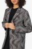 Dries Van Noten Grey/Brown Wool/Silk Wave Print Coat Size 38