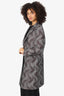 Dries Van Noten Grey/Brown Wool/Silk Wave Print Coat Size 38