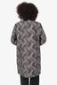 Dries Van Noten Grey/Brown Wool/Silk Wave Print Coat Size 38