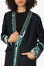 Etro Black Silk Trimmed Beaded Coat Size 48