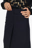 Brunello Cucinelli Navy Wool Draped Midi Skirt Size 10