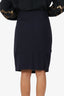 Brunello Cucinelli Navy Wool Draped Midi Skirt Size 10