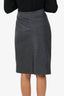 Brunello Cucinelli Grey Wool/Cashmere Striped Midi Skirt Size 10