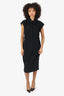 Moschino Black Wool Bow Detail Midi Sheath Dress Size 14