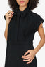 Moschino Black Wool Bow Detail Midi Sheath Dress Size 14