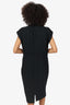 Moschino Black Wool Bow Detail Midi Sheath Dress Size 14