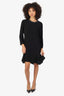 Marni Black Crystal Beaded Collar Long Sleeve Mini Dress Estimated Size M