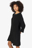 Marni Black Crystal Beaded Collar Long Sleeve Mini Dress Estimated Size M