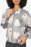 Moschino Grey Rose Print Zip-Up Jacket Size 10