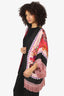 Etro Black/Pink Silk Printed Fringed Robe Estimated Size Large