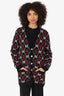Gucci Black/Red Wool GG Logo Jacquard Cardigan Size XS