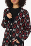 Gucci Black/Red Wool GG Logo Jacquard Cardigan Size XS