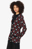 Gucci Black/Red Wool GG Logo Jacquard Cardigan Size XS