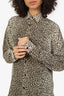 Saint Laurent Leopard Print Silk Blouse Size 42