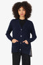 Sacai Navy Wool Pleated Knit Cardigan Size 3
