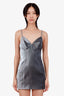 AREA Silver Metallic/Crystal Strap Bustier Mini Dress Size 8