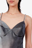 AREA Silver Metallic/Crystal Strap Bustier Mini Dress Size 8
