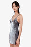 AREA Silver Metallic/Crystal Strap Bustier Mini Dress Size 8