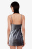 AREA Silver Metallic/Crystal Strap Bustier Mini Dress Size 8
