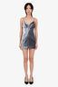 AREA Silver Metallic/Crystal Strap Bustier Mini Dress Size 8
