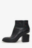 Alexander Wang Black Leather Rose Painted Ankle Boots Size 38