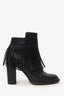 Valentino Black Leather Fringe Ankle Boots Size 38