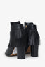 Valentino Black Leather Fringe Ankle Boots Size 38