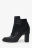 Valentino Black Leather Fringe Ankle Boots Size 38