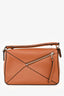 Loewe Brown Leather Small Puzzle Bag with Strap
