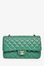 Pre-Loved Chanel™ 2022 Dark Green Lambskin Medium Classic Double Flap Shoulder Bag