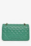 Pre-Loved Chanel™ 2022 Dark Green Lambskin Medium Classic Double Flap Shoulder Bag