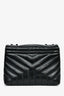 Saint Laurent Black Leather Small LouLou Chevron Quilted Shoulder Bag
