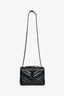 Saint Laurent Black Leather Small LouLou Chevron Quilted Shoulder Bag