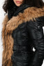 Rudsak Black Down Midi Raccoon Fur Trimmed Jacket Size XS
