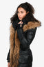 Rudsak Black Down Midi Raccoon Fur Trimmed Jacket Size XS