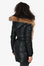 Rudsak Black Down Midi Raccoon Fur Trimmed Jacket Size XS