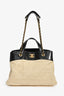 Pre-Loved Chanel™ 2012/13 Cream/Black Quilted Calfskin In The Mix Tote Bag