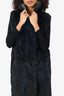 Vintage Navy Blue Rabbit Fur Sleeveless Coat Estimated Size M