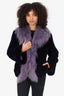 Vintage Purple Dyed Sheared Beaver Tibetan Lamb Jacket Estimated Size M