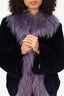 Vintage Purple Dyed Sheared Beaver Tibetan Lamb Jacket Estimated Size M