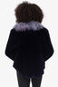 Vintage Purple Dyed Sheared Beaver Tibetan Lamb Jacket Estimated Size M