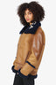 Balenciaga Brown Leather Shearling Jacket Size 38