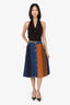 See By Chloe Blue/Brown Denim/Velvet Midi Skirt Size 42