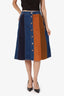 See By Chloe Blue/Brown Denim/Velvet Midi Skirt Size 42