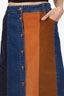 See By Chloe Blue/Brown Denim/Velvet Midi Skirt Size 42