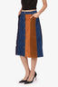 See By Chloe Blue/Brown Denim/Velvet Midi Skirt Size 42