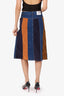 See By Chloe Blue/Brown Denim/Velvet Midi Skirt Size 42