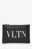 Valentino Black/White Leather 'VLTN' Pouch