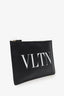 Valentino Black/White Leather 'VLTN' Pouch